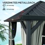 Paviljong med Metalltak och Myggnät samt Sidoväggar för Trädgård Hållbar och Vattenfast Mörkgrå Aluminium och Polyester 3 x 3 m