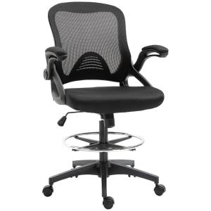 Kontorsstol med Ståfunktion, Fotstöd, Vridbar Sits, Stål, Svart, 64 x 60 x 106–126 cm