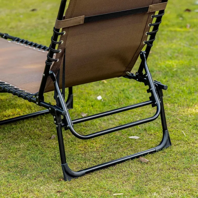 Solstol Solsäng Hopfällbar med Kudde Brun av Metall och Tyg