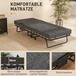 Hopfällbar Säng med Madrass, 4 Hjul, upp till 150 kg, Metallram, Mörkgrå, 190 x 80 x 42 cm
