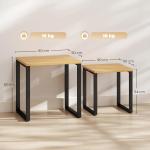 Soffbord 2-pack Naturfärgad Trä och Metall för Vardagsrum Satsbord i Industriell Design Runda och Praktiska