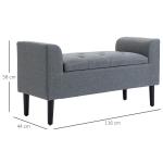 Bänk Förvaringsbänk Stoppad Pall med Träben Ljusgrå av Linnelook för Vardagsrum och Hall Sängbänk 130 kg 116 x 44 x 58 cm
