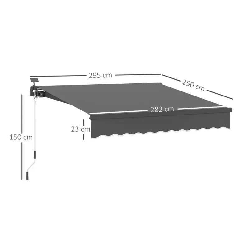 Spännmarkis Balkongmarkis med Handvev Grå 300 cm