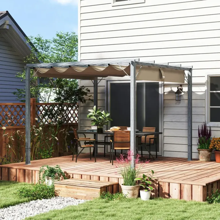 Pergola Trädgårdspaviljong med Magnetplatta Grå 3 x 3 m