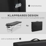 Hopfällbar Massagebänk 2-Zon, Professionell Behandlingsbänk med Justerbar Höjd, Portabel Bänk för Spa och Salong, Svart, 130 kg