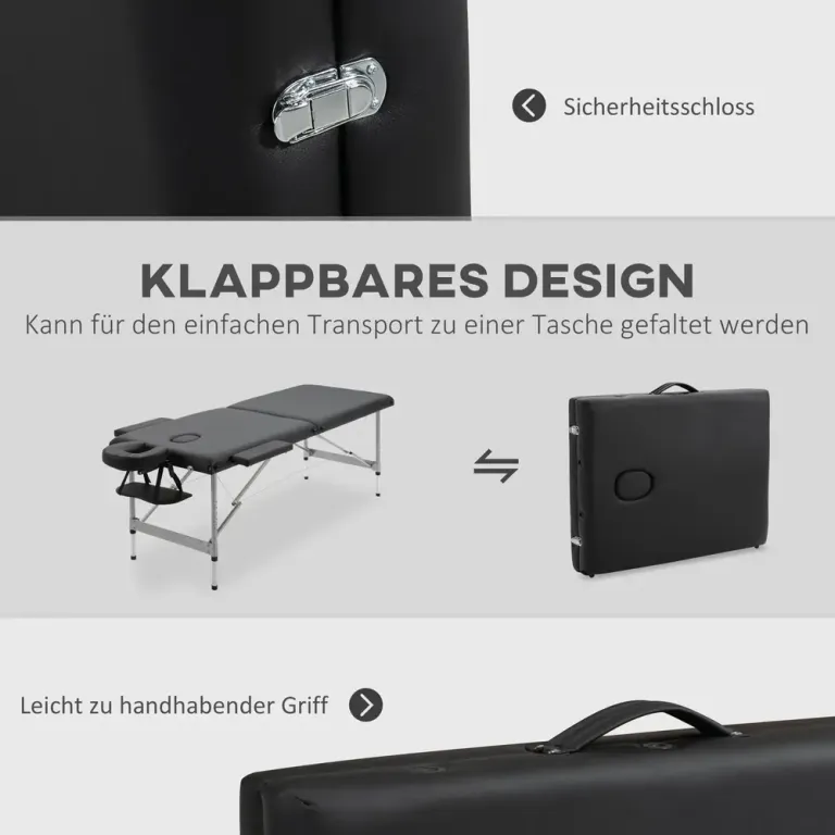 Hopfällbar Massagebänk 2-Zon Professionell Behandlingsbänk