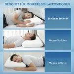Memory Foam Kudde med Nackstöd, Avtagbart Överdrag, Ergonomisk, Gräddvit, 60x40 cm