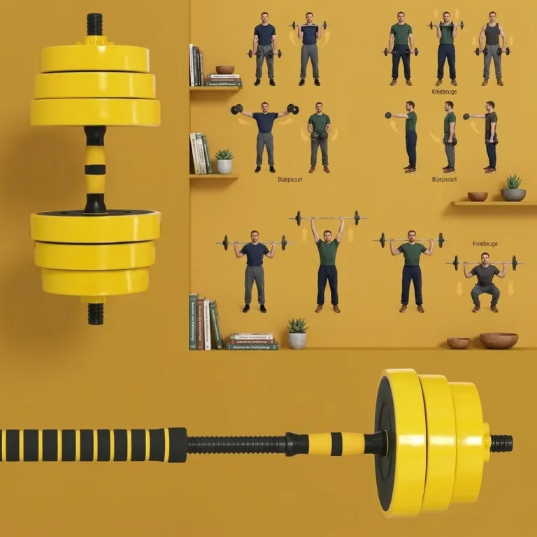 Hantelset 25 kg med Skivstång Ergonomiskt 3-i-1 Set 12
