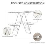 Hopfällbar Torkställning i 3 Nivåer, Flexibel Torktumlare i Rostfritt Stål, Platsbesparande Design för Tvättstugan, Silver/Vit, 138 x 60,5 x 112 cm