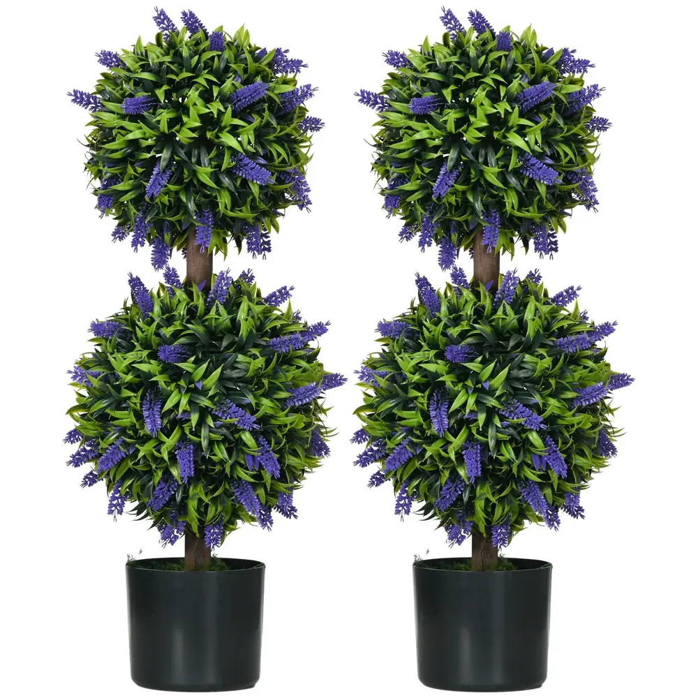 Konstgjorda Växter Lavendel Lila Grön av Plast Set om 70 Cm