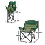 Campingstol Fällstol med Sidoficka Grön av Oxford ve Metall för Pool ve Strand Hopfällbar Trädgårdsstol med Bärväska