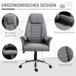 Höjdjusterbar Kontorsstol Ergonomisk Chefsstol 116-126 Cm för Hemmakontor Grå