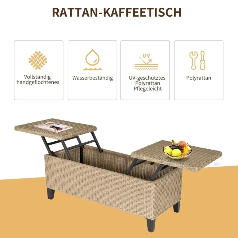 Loungegrupp i Konstrotting 3 Delar Modulär Utemöbel