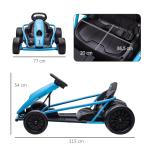 Elektrisk Barnkart med Driftfunktion, Horn, Musik, Säkerhetsbälte och Mjukstart, Blå/Svart