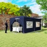 Lusthus Paviljong Pop-Up Partytält Vit av Polyester och Metall för Trädgård och Camping Vattenavvisande Gazebo med UV-Skydd 3 x 6 m