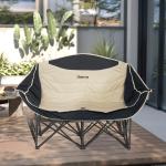 Campingstol 2-sits och Hopfällbar Fåtölj med Mugghållare samt Transportväska Hållbar och Stabil Khaki Polyester och Metall upp till 250 kg