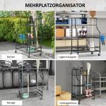 Trädgårdsredskapshållare Kvasthållare Svart av Metall ve Plast för Garage ve Bod Multifunktionellt Ställ 40 kg 77 x 40 x 97 cm