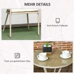 Rattanträdgårdsmöbelset, 2 Stolar och Bord, Härdat Glas, PE-rotting, Sittdynor, Metallram, Khaki