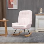 Gungstol Relaxstol Rosa av Sherpa Fleece och Trä för Avkoppling Stoppad Bekväm Gungstol upp till 150 kg 63 x 95 x 97 cm