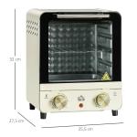 Minugn med Varmluft 15L, Kompakt Bordsugn med Timer, Mångsidig Ugn för Litet Kök, Gräddvit, 1000 W