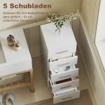 Badrumsskåp Smalt Vit MDF för Badrum Fristående Förvaring med 5 Lådor Platsbesparande Design för Handdukar och Hygienartiklar 95 cm