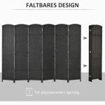 6-panels Rumsavdelare, Vikbar Sekretessskärm, för Vardagsrum, Sovrum och Hemmakontor, Svart