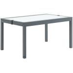 Utdragbart Trädgårdsbord i Aluminium, Matbord med Härdad Glasskiva, Modern Design för Uteplatsen, Grå/Vit, 160-210 cm