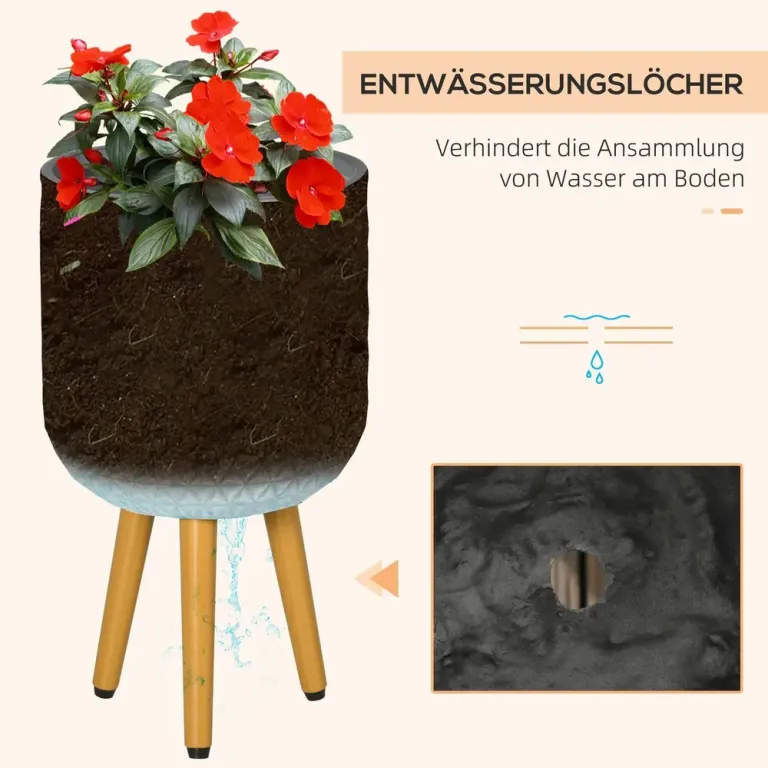 Blomkrukor med Ben 2-Pack Dekorativa Krukor i Betong-look