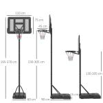 Basketstativ Basketkorg 2-i-1 av Stål och Plast för Vuxna och Pool Höjdjusterbar med Stativ och Hjul 230-305 cm