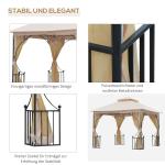 Trädgårdstält med Dubbeltak Myggnät och Sidoväggar Ventilationsluckor Polyester Beige Svart 295 X 295 X 275 Cm