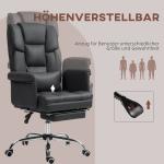 Ergonomisk Kontorsstol, Höjdjusterbar 48–56 cm, Lutande Ryggstöd och Fotstöd, Svart