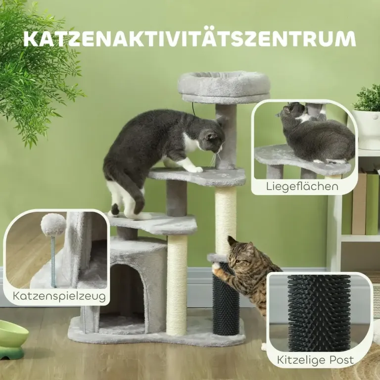 Klösträd Klöspelare Ljusgrå av Sisal och Plysch 87 cm