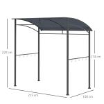 Grillpaviljong Stabil Grå Stål för Trädgård och Uteplats med Regnskydd och Krokar för Redskap Robust Tak för Grillning 215 x 150 x 174/220 cm
