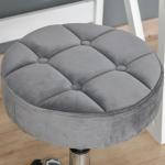 Ergonomisk Rullpall med Ryggstöd, Justerbar Snurrpall för Arbete och Skönhetsvård, Bekväm Sits i Sammet för Frisör och Klinik, Grå, 35 x 35 x 49-61 cm