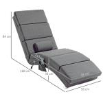 Massagestol och Liggstol med 8 Vibrationspunkter, 5 Lägen, Grå, 56 x 168 x 84 cm