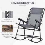 Gungstol för Utomhusbruk med Hopfällbar Design och Huvudkudde för Trädgård Hållbar och Stabil Ljusgrå Metall för Avkoppling upp till 120 kg