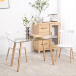 Matbord för Fyra Personer med Bordsskiva i Härdat Glas och Stabilt Underrede i Trälook Ergonomisk för Kök och Matsal 120 L x 60 B x 76 H cm