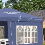 Paviljong Partytält Blå av Oxford Tyg och Stål för Trädgård Hopfällbar Pop Up med Fönster och Sidoväggar UV-skydd 2,95 x 5,85 m