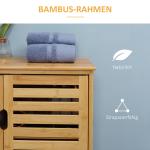 Badrumsskåp Sidoskåp med Lamelldörrar Natur av Bambu för Badrum och Vardagsrum Förvaringsskåp med 2 Hyllor 68 x 32 x 86 cm