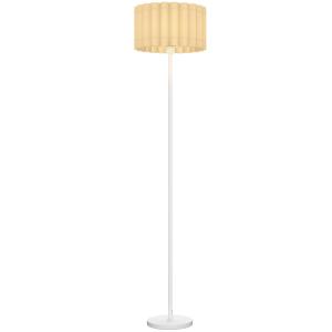 Golvlampa i Retrostil med Plastskärm, Fotkontakt och Metallstav, Vit