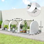 Växthus Tunnel Robust Vit PE-plast för Odling Utomhus med Fönster och Dragkedja Väderbeständig 295x100x80 cm