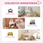 Sminkbord Barn 2 i 1 Rosa MDF och Trä för Barnrum Sminkset med Pall och Spegel Skrivbord med Låda och Tillbehör Söt Design för Lek