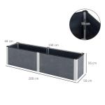 Upphöjd Bädd Växtlåda Grå av Metall för Trädgård och Balkong Grönsaksbädd med Öppen Botten Örtbädd 200 x 50 x 56 cm