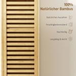Badrumsskåp Högt Smalt Naturfärgad Bambu för Badrum och Tvättstuga Förvaring med Hyllor och Skåp Ribbad Dörr och God Ventilation 34x30x170 cm