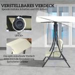 Hammock Trädgårdsgunga 2-Sits Krämvit av Tyg ve Metall för Trädgård ve Terrass Gungbänk med Justerbart Solskydd 220 kg 150 x 120 x 182 cm