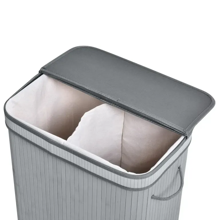 Tvättkorg 100 l med Lock 52 x 32 x 63 cm, Grå