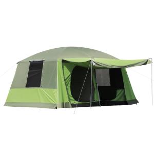 Stort Familjetält för Camping Kupoltält 2 Sovkabiner och Allrum Vattentät 4-8 Personer Grå Orange 405 X 305 X 225 Cm