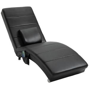 Elektrisk Massagestol i Läder, Lyxig Relaxfåtölj med Värme och Fjärrkontroll, 8 Massagepunkter för Total Avkoppling, Svart, 58 x 163 x 87 cm, 120 kg