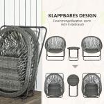 Trädgårdsmöbler Balkongset Stålgrå av Metall för Terrass och Trädgård Fällbart med Soffbord och 2 Stolar inklusive Kuddar