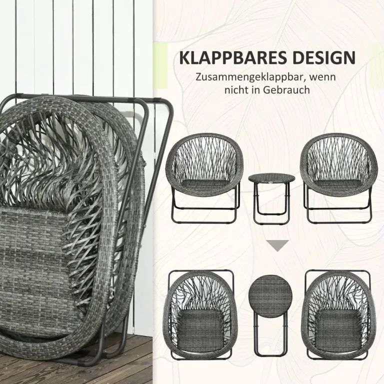 Trädgårdsmöbler Balkongset Stålgrå av Metall Fällbart